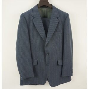 Vintage 60s La Crosse 2 pc Performance Suit Blue Striped 44L Jacket 36 x 33 Pant